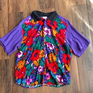 Vintage 1980s–1990s Napa Valley Floral Blouse